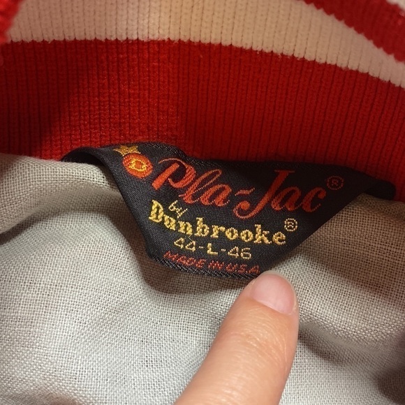 Vintage Dunbrooke Pla-Jac FS Seed Cooperative Wisconsin Red Satin Jacket Large - Picture 4 of 9